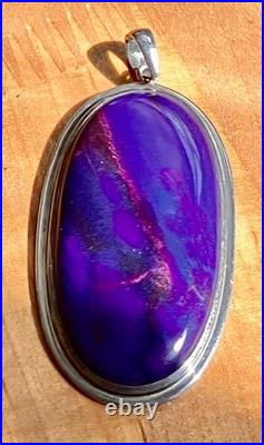 Vintage Native American Richterite Sugilite Oval Pendant Large Rare Purple Blue