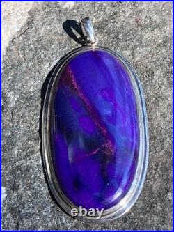 Vintage Native American Richterite Sugilite Oval Pendant Large Rare Purple Blue