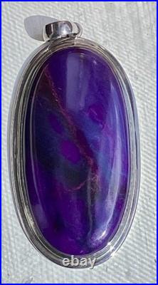 Vintage Native American Richterite Sugilite Oval Pendant Large Rare Purple Blue