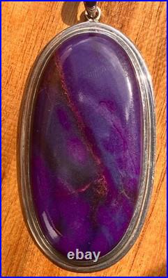 Vintage Native American Richterite Sugilite Oval Pendant Large Rare Purple Blue