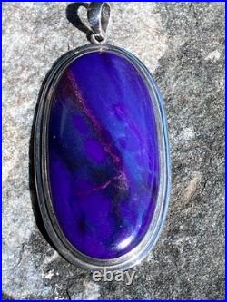Vintage Native American Richterite Sugilite Oval Pendant Large Rare Purple Blue