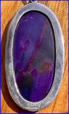 Vintage Native American Richterite Sugilite Oval Pendant Large Rare Purple Blue