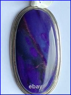 Vintage Native American Richterite Sugilite Oval Pendant Large Rare Purple Blue