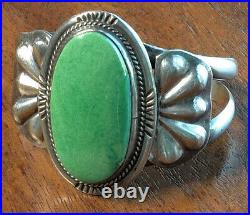 Vintage Native American Sea Green Lucin Variscite & Silver Bracelet Rare $795