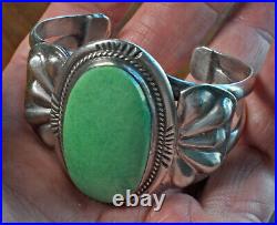 Vintage Native American Sea Green Lucin Variscite & Silver Bracelet Rare $795