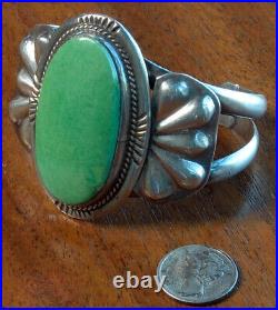 Vintage Native American Sea Green Lucin Variscite & Silver Bracelet Rare $795