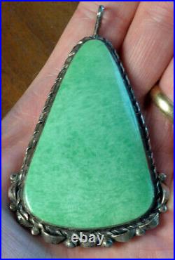 Vintage Native American Seafoam Lucin Variscite & Silver Pendant Rare $450