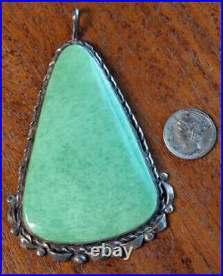 Vintage Native American Seafoam Lucin Variscite & Silver Pendant Rare $450