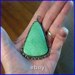 Vintage Native American Seafoam Lucin Variscite & Silver Pendant Rare $450