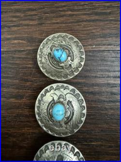 Vintage Native American Southwestern Sterling Silver Turquoise Conchos Rare