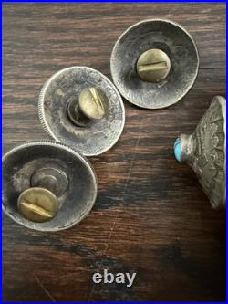 Vintage Native American Southwestern Sterling Silver Turquoise Conchos Rare