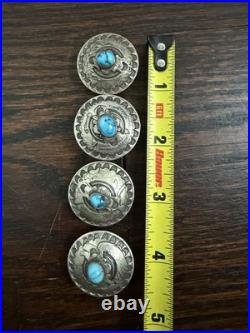 Vintage Native American Southwestern Sterling Silver Turquoise Conchos Rare