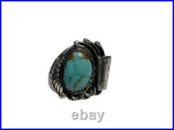 Vintage Native American Turquoise Ring Rare Design Signed Sz 7