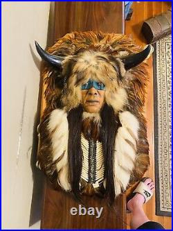 Vintage Native American Wall Art Mask Rain Drop RG Cobain Certified RARE 28x18