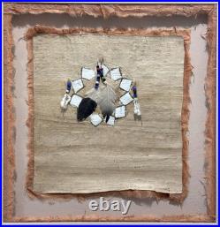 Vintage Native American Warrior Shield Mixed Media, Rare Fine Art Decor Gifts