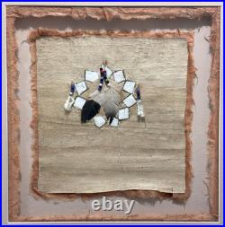 Vintage Native American Warrior Shield Mixed Media, Rare Fine Art Decor Gifts