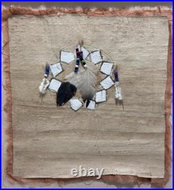 Vintage Native American Warrior Shield Mixed Media, Rare Fine Art Decor Gifts