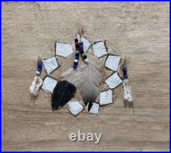 Vintage Native American Warrior Shield Mixed Media, Rare Fine Art Decor Gifts