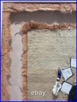 Vintage Native American Warrior Shield Mixed Media, Rare Fine Art Decor Gifts