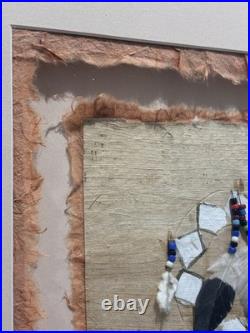 Vintage Native American Warrior Shield Mixed Media, Rare Fine Art Decor Gifts