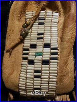 Vintage Native American medican pouch elk wampum and rare beads. Old ...