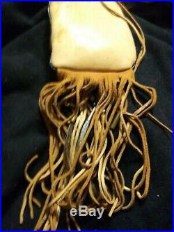 Vintage Native American medican pouch elk wampum and rare beads. Old Aprox 60+