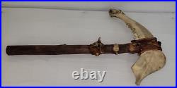 Vintage Native Argentina Bison Jawbone Tomahawk Skull Cracker Rare Peace 24'x15