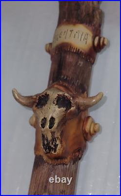 Vintage Native Argentina Bison Jawbone Tomahawk Skull Cracker Rare Peace 24'x15