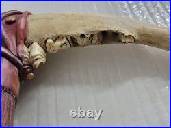 Vintage Native Argentina Bison Jawbone Tomahawk Skull Cracker Rare Peace 24'x15