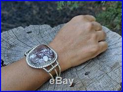 Vintage Navajo Cuff Bracelet Tom Begay Rare Large WHITE BUFFALO Turquoise Silver