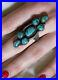 Vintage-Navajo-Native-American-Long-Silver-Turquoise-Ring-Original-Owner-Rare-01-el
