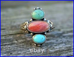 Vintage Navajo Rare Gaspeite Spiny Oyster Turquoise Ring Cast Native American