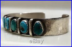 Vintage Navajo Rare Kingman Turquoise Sterling Silver Cuff Bracelet