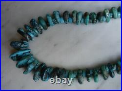 Vintage Navajo Rare Natural Cloud Mountain Tab Turquoise Necklace
