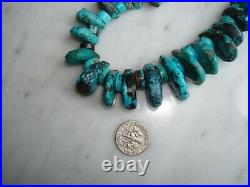 Vintage Navajo Rare Natural Cloud Mountain Tab Turquoise Necklace