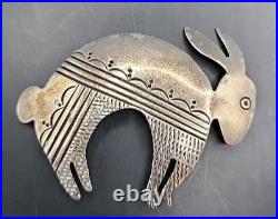 Vintage Navajo Signed Andy Marion Marked Sterling Silver Rabbit Brooch Pin RARE