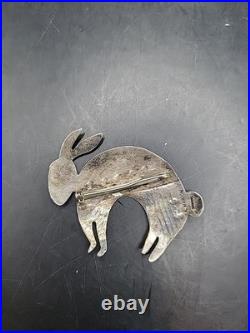 Vintage Navajo Signed Andy Marion Marked Sterling Silver Rabbit Brooch Pin RARE