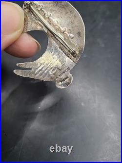 Vintage Navajo Signed Andy Marion Marked Sterling Silver Rabbit Brooch Pin RARE