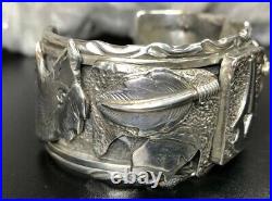 Vintage Navajo Sterling Cuff Dan Nieto Bracelet RARE! Wide 109g Wolf #MC222