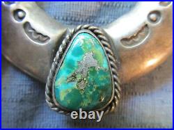 Vintage Navajo Sterling & Turquoise Naja Style Buckle Rare 3 3/16 30's
