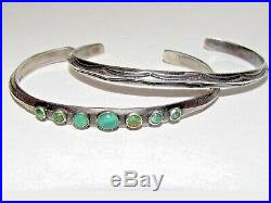 Vintage Navajo Turquoise Coin Silver Cuff, very old marked IM, very rare
