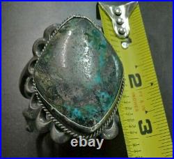 Vintage Navajo Turquoise & Silver Cuff Bracelet Rare Beautiful Piece