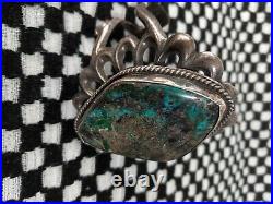 Vintage Navajo Turquoise & Silver Cuff Bracelet Rare Beautiful Piece