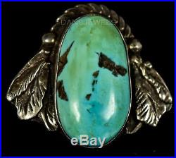 Vintage Old Pawn RARE SHATKA BEAR STEP Sterling Silver Boulder Turquoise Ring
