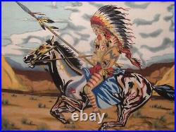 Vintage RARE 1978 Native American Indian on Horse Painting BEAUTIFUL PAINTING