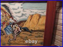 Vintage RARE 1978 Native American Indian on Horse Painting BEAUTIFUL PAINTING