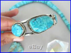 Vintage RARE Birdseye Spiderweb Turquoise Navajo Sterling 7 Bracelet Cuff