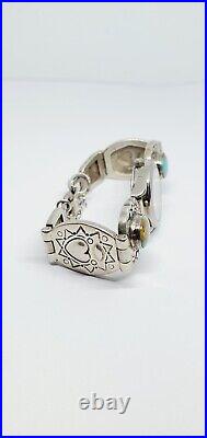 Vintage RARE Carolyn Felley Sterling Silver Turquoise Watch Band Bracelet 7.5