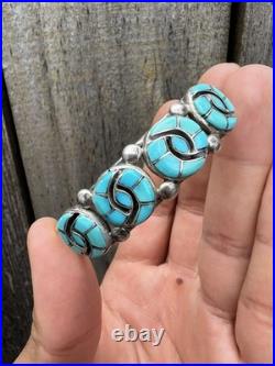 Vintage RARE Native American Annie Quam Gasper Turquoise Sterling Bracelet