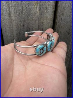 Vintage RARE Native American Annie Quam Gasper Turquoise Sterling Bracelet